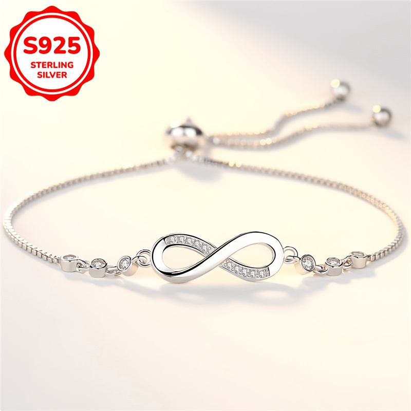 S925 Silver Infinity Loop Bracelet - Adjustable Sexy Design